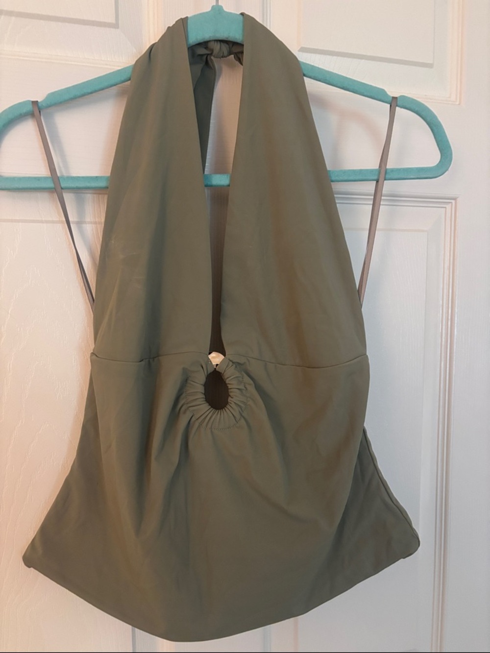 Edikted Stretchy Soft Olive Halter Top with Gold XL